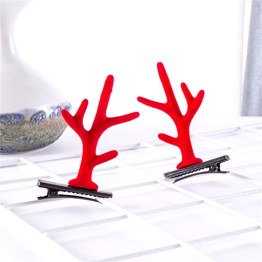 2Pcs Pack Cute Reindeer Ears Hair Clip Classic Christmas Festive Women Kids Barrettes Party Cosplay Hair Accessories for Girls